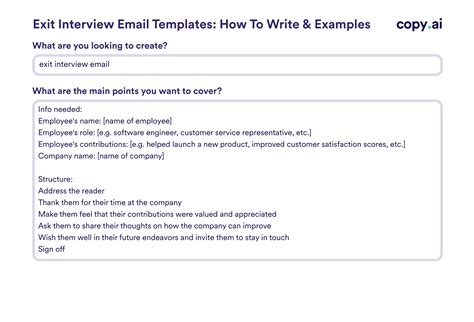 Exit Interview Email Templates How To Write And Examples