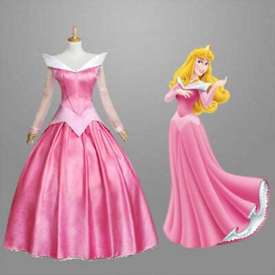 SLEEPING BEAUTY PRINCESS Aurora Pink Adult Cosplay Costume Halloween