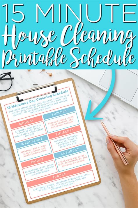 You Can Print This 15 Minute A Day Cleaning Schedule For Free Then