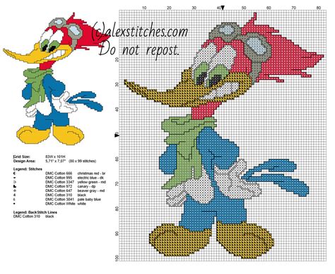 Woody Woodpecker Cartoons Free Cross Stitch Pattern 80 X 99 Stitches 8