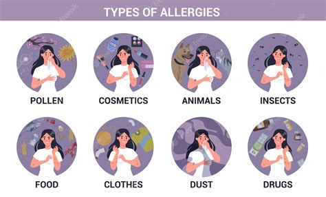 Premium Vector Types Of Allergies Infographics Set Runny Nose And