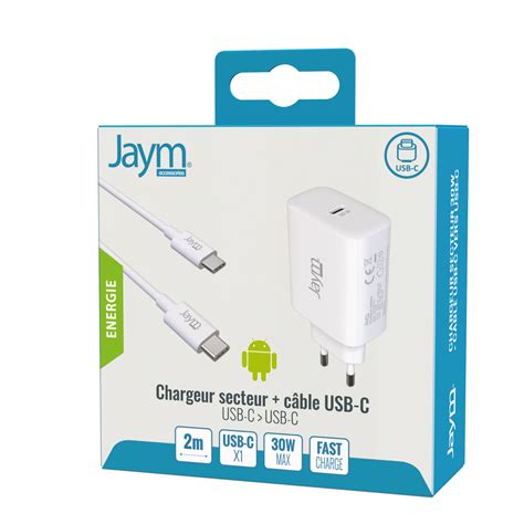 Pack Chargeur Secteur Rapide Usb C W Pd Cable Usb C Vers Type C M Blancs Jaym Jmcombo