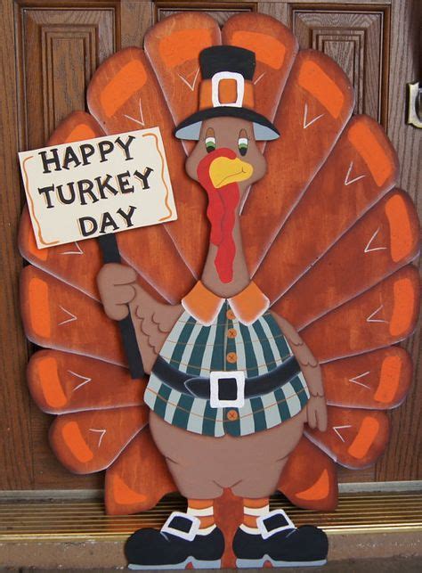 Happy Turkey Day Thanksgiving Wood Yard Art Sign Outdoor Welcome