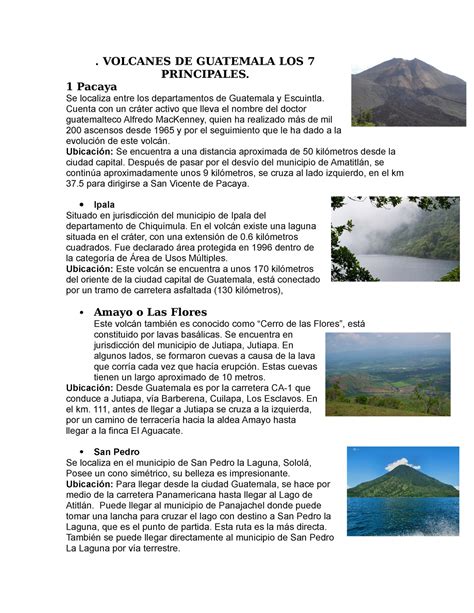Volcanes DE Guatemala LOS 7 Principales VOLCANES DE GUATEMALA LOS 7