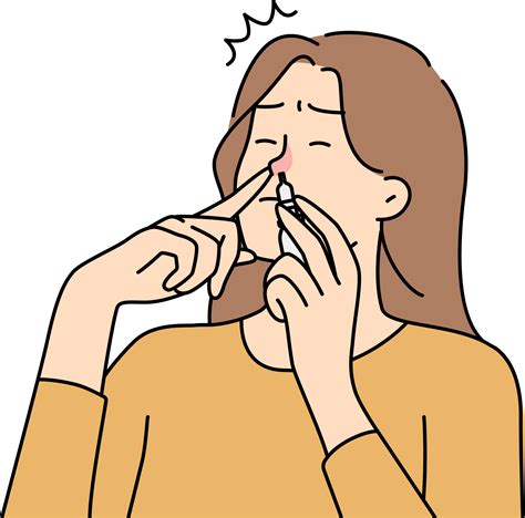 Unwell Woman Use Drops For Runny Nose 21469020 Png