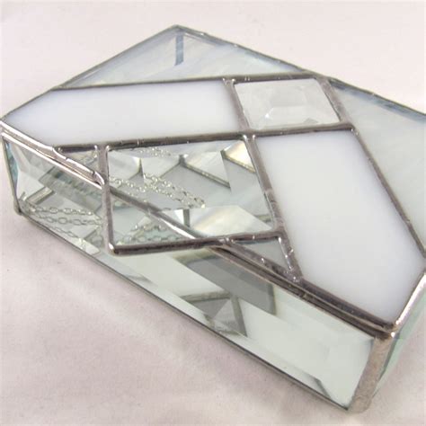 Shades Of White Square Bevel Stained Glass Box