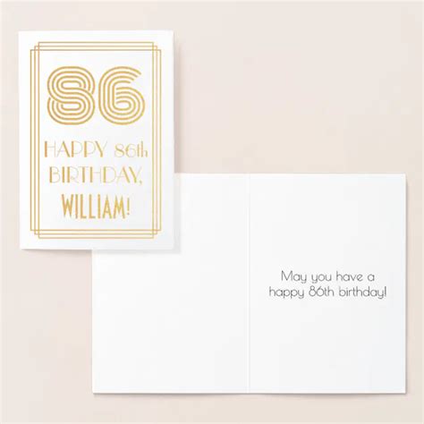 86th Birthday Art Deco Inspired Look 86 And Name Foil Card Zazzle
