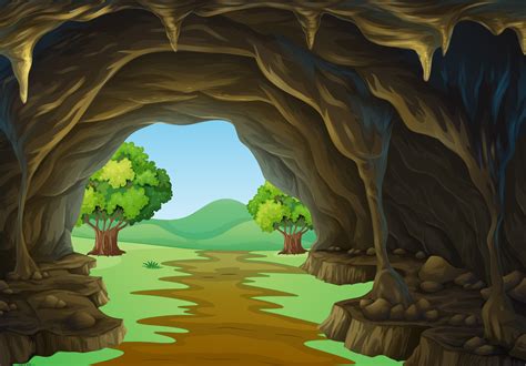 Nature Scene Of Cave And Trail 434350 Vector Art At Vecteezy