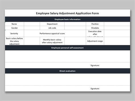 Excel Of Employee Salary Adjustment Application Form Xlsx Wps Free Templates