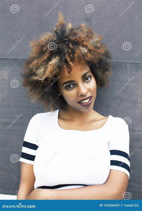 Young Stylish Afro American Girl Playing Tennis Sport Healthy Lifestyle People Concept Stock