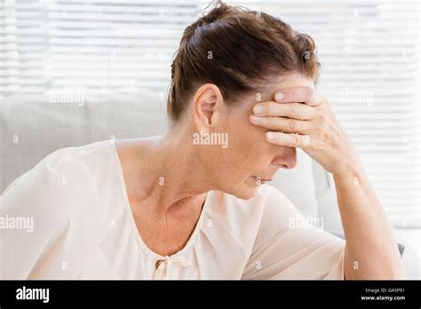 Close Up Of Mature Woman Having Headache Stock Photo Alamy