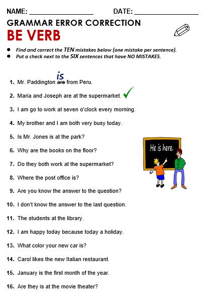 All downloads are in pdf format and consist of a worksheet and answer sheet to check your results. Be Verb - All Things Grammar