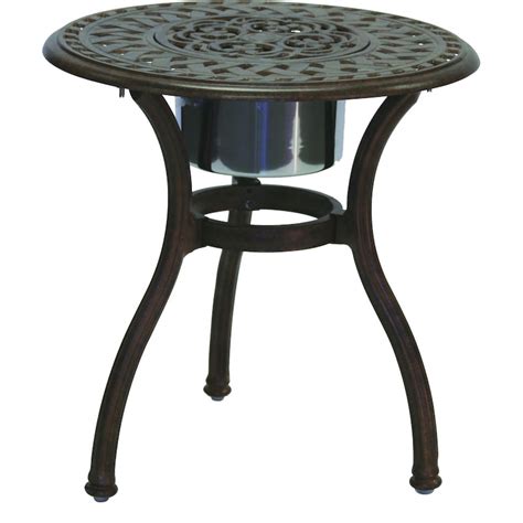 Darlee Series 60 Cast Aluminum Patio End Table With Ice Bucket Insert