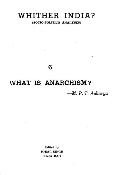 What Is Anarchism Mpt Acharya