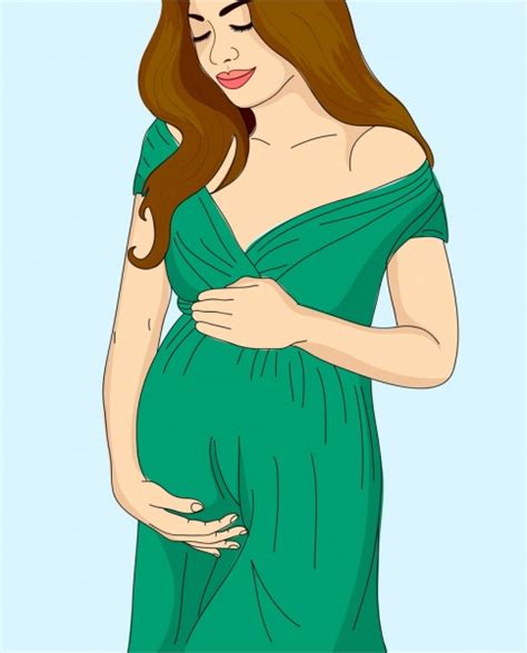 孕妇绘制彩色卡通设计 矢量人物 免费矢量 免费下载
