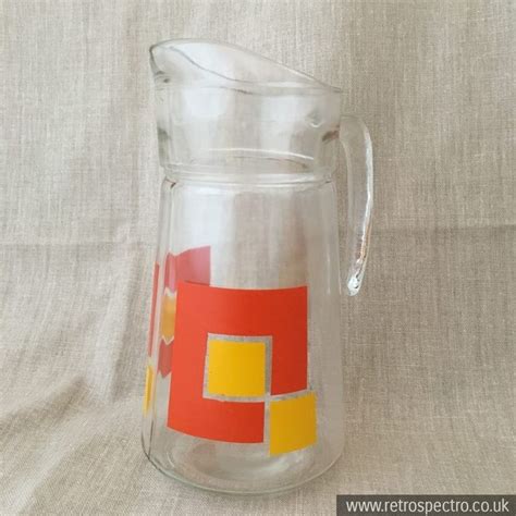 Jug With Orange And Yellow Squares Retrospectro Glass Jug Glass