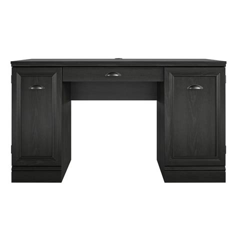 Ameriwood Home Delaney Double Pedestal Desk In Black Oak Cymax Business