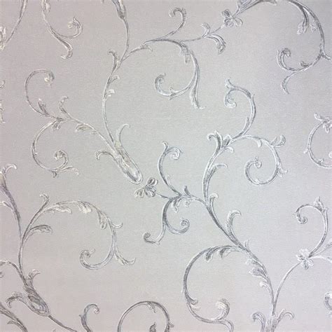 20594 Sirpi Italian Floral Silver Grey Metalic Wallpaper Wallpaper World