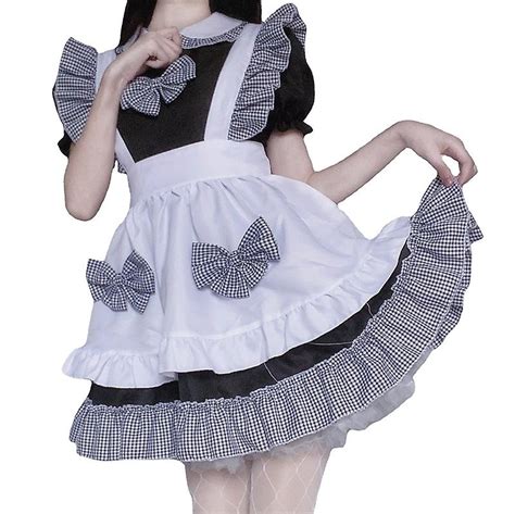 Women Japanese Sexy Cat Maid Outfit Anime Cosplay Costume Black And White Maid Dress Girls