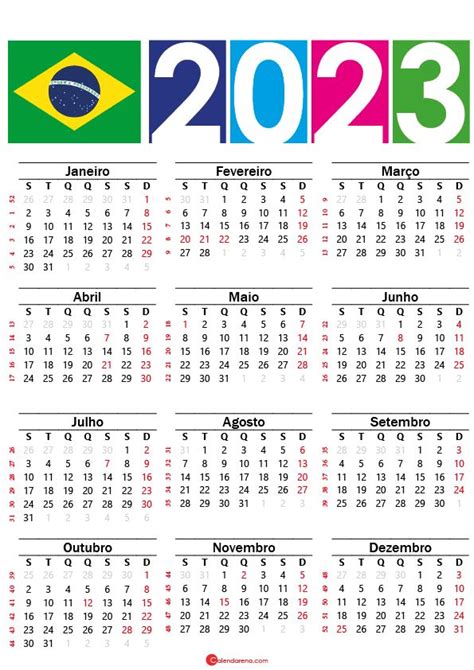 Calendário 2023 do brasil con festivos Ideias de calendário