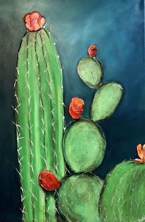Pin By Megan On Paintings Cactus Paintings Cactus Flower Painting