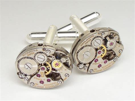 Steampunk Cufflinks Vintage Watch Movements Gears Wedding Anniversary