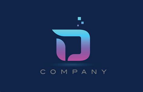 pink blue D alphabet letter logo icon design. Creative template for