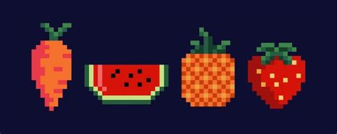 Premium Vector Pixel Art Fruit Collection