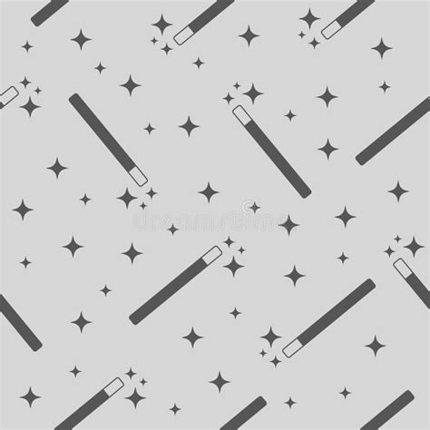 Vector Magic Wand With Magic Stars Seamless Pattern Background Stock