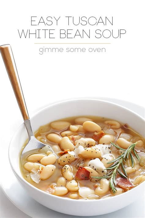 Italian flavors make for a savory, soothing soup recipe that cooks up in the crockpot. 7-Ingredient Tuscan White Bean Soup | Gimme Some Oven