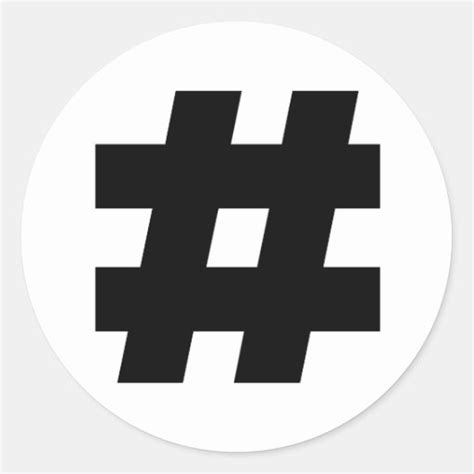 hashtag symbol number sign pound key tag classic round sticker zazzle