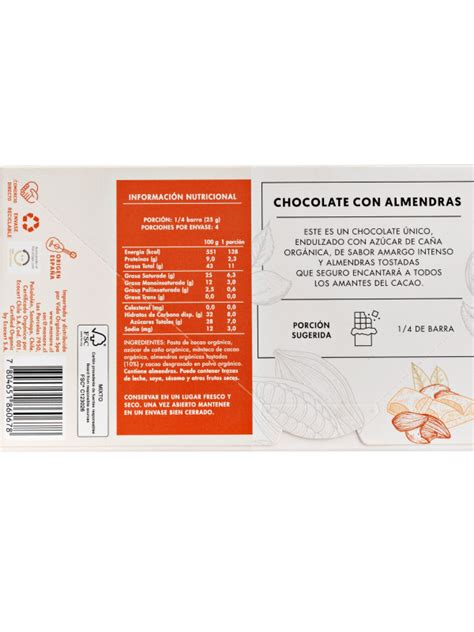 Chocolate con Almendras Orgánico 70 Cacao 100g