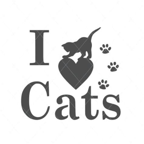 I love cats svg cat hearts cat lover love paw svg cat | Etsy