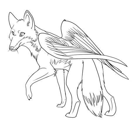 Winged Fox Lineart By Kawaiistar1314 On Deviantart