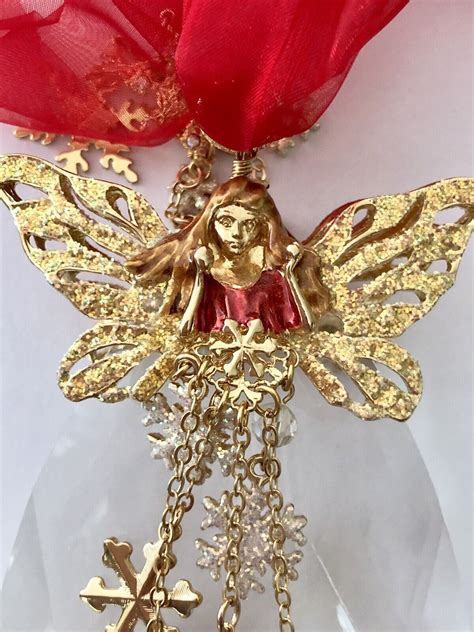 Kirks Folly Ice Goddess Fairy Ornament Sun Catcher Goldred Crystal