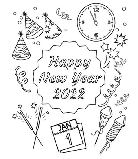 New Years Day 2022 Coloring Pages