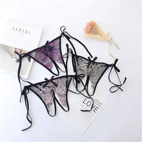 Sexy Embroidery Women Lingerie Hot Erotic Open Crotch Pantie Porno