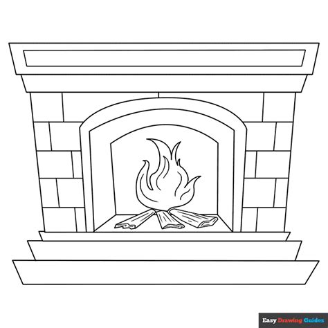 Fireplace Coloring Page Easy Drawing Guides