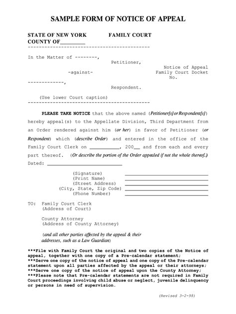 Notice Of Appeal Sample Fill And Sign Printable Template Online US Legal Forms