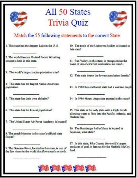 All 50 States Trivia Trivia For Seniors 4th Of July Games Fourth Of