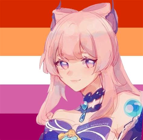 sangonomiya kokomi pfp genshin impact lesbian lesbian flag anime lesbian