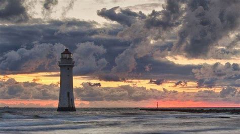 Nature Landscape Sea Lighthouse Clouds Horizon Waves