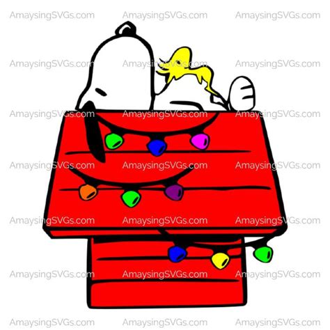 Snoopy And Woodstock On Christmas Doghouse Svg Amaysing Svgs Snoopy