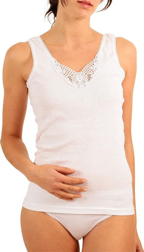 Yenita Womens Cotton Camisole Undershirt Lace Popular Product 4 Of Pack With