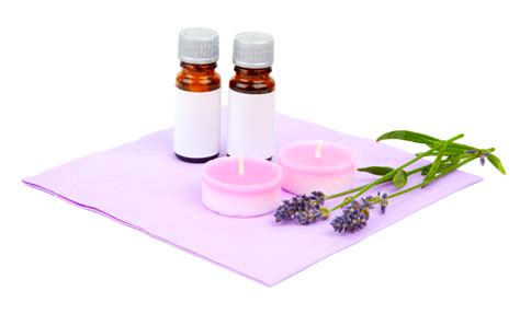 Isolated On A White Background Lavender Oil Candle Homeopathic