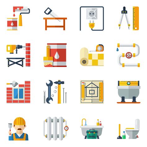 Home Repair Flat Icons Collection 467336 Vector Art At Vecteezy