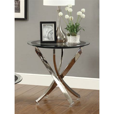 coaster furniture round glass top end table chrome 702587 contemporary end tables glass