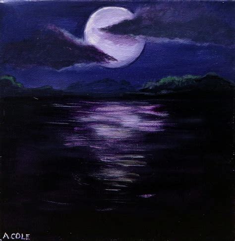 Moon Over Water Painting By Andrea Cole Pixels