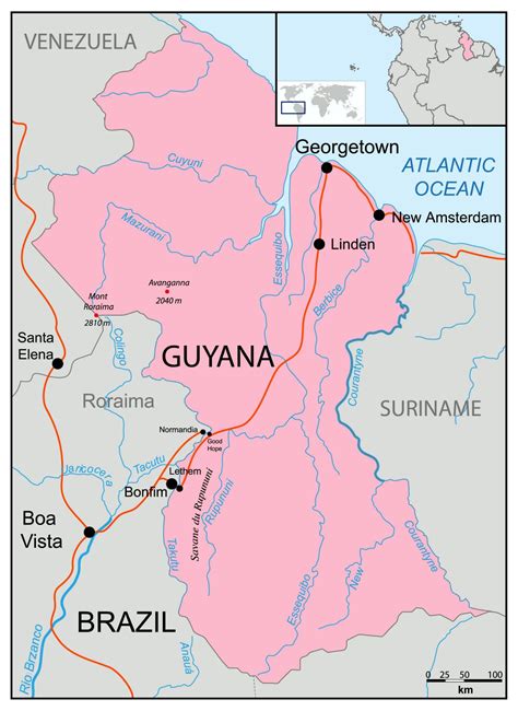 Large Political Map Of Guyana Guyana South America Mapsland My Xxx