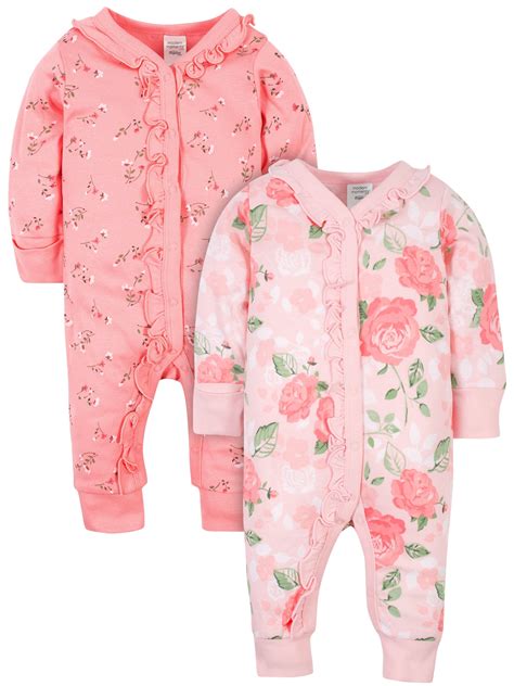 Modern Moments By Gerber Baby Girl Coveralls 2 Pack Sizes Newborn 24m